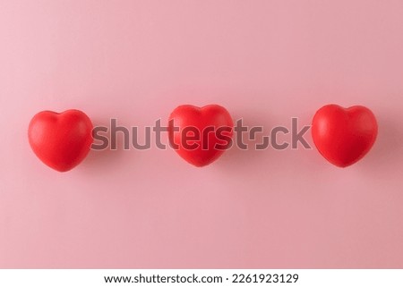 Valentine's day concept for top view with red hearts also use for anniversary, mothers day, birthday, doctor day or World Health Day