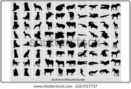 Collection of animal silhouettes on a white background