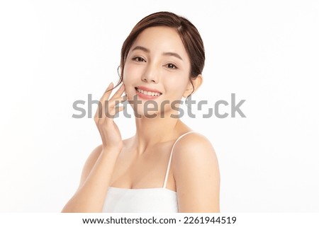 Beautiful young asian woman with clean fresh skin on white background, Face care, Facial treatment, Cosmetology, beauty and spa, Asian women portrait. Royalty-Free Stock Photo #2261944519