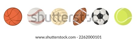 A set of monochrome sports balls. Vector illustration.