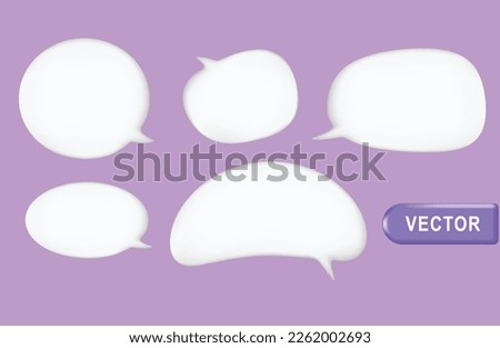3D White Blank Speech Bubbles Set Isolated. Square and Round Rendering Chat Balloon Pin. Notification Shape Mockup. Communication, Web, Social Network Media, App Button. Realistic 3d vector. Royalty-Free Stock Photo #2262002693