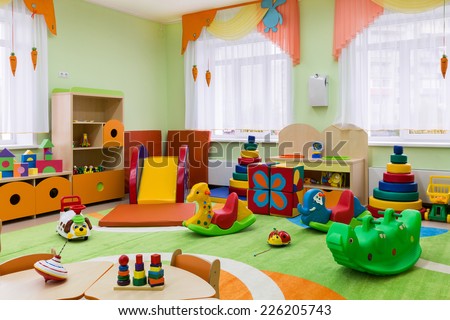 Game room. Kindergarten, interior of new premises. Close-up. Royalty-Free Stock Photo #226205743