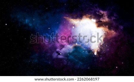 Multicolored nebula space, cosmic fantastic colors, galaxy stars astronomy