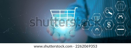 Concept of buying digital online.Ideas for online shopping,online shopping is consumers to directly buy goods from a seller over the internet Royalty-Free Stock Photo #2262069353