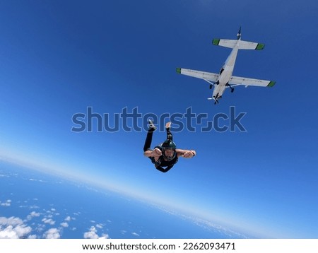 Skydiving over the Santos Port, São Paulo state, Brazil. Royalty-Free Stock Photo #2262093471