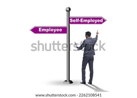 Concept of choosing self-employed versus employment Royalty-Free Stock Photo #2262108541