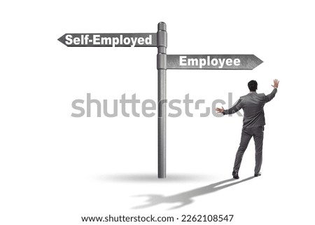 Concept of choosing self-employed versus employment Royalty-Free Stock Photo #2262108547