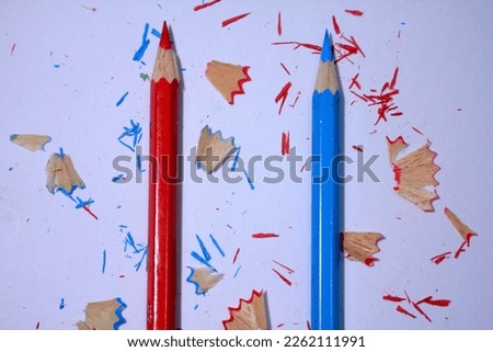 The red colored pencils and the blue colored pencils were very dirty and made messy messes