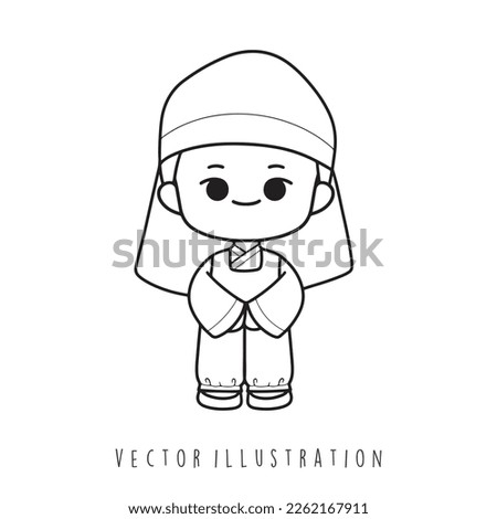 Cute korean boy vector illustration