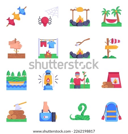 Collection of Adventure Flat Icons 

