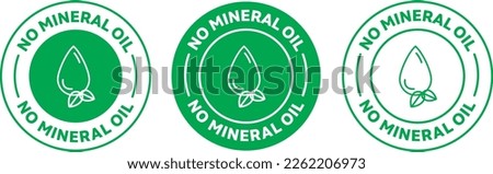 No mineral oil icon. Vector logo badge set in green color. Royalty-Free Stock Photo #2262206973