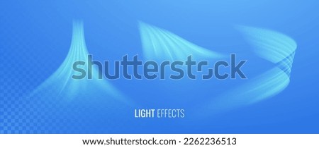 Air flow set of vector elements. Realistic light effect top view from the side and full face. Dynamic isometric blurred motion flow concept of air freshening and cleaning Royalty-Free Stock Photo #2262236513