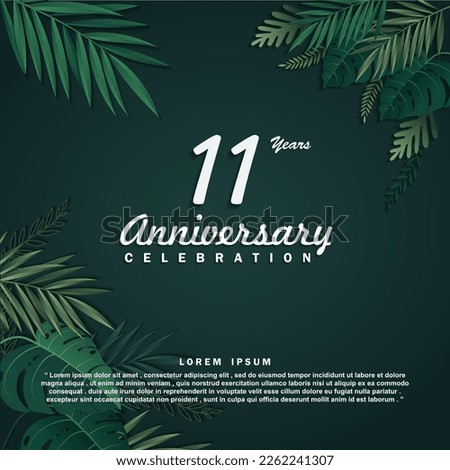11 Years anniversary celebration 3d vector template design illustration