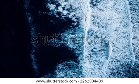 Amazing tropical Dark blue sea wave texture Aerial view top-view Water water texture powerful