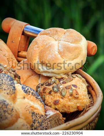 Basket full of different types of bread