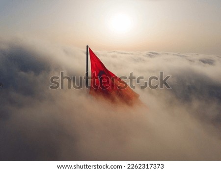 Turkish Flag Drone Photo, Camlica Hill Uskudar, Istanbul Turkiye Royalty-Free Stock Photo #2262317373