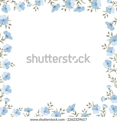 Vector illustration frames linen flowers. Floral botanical illustration.
