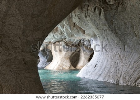 Caves and geological fold along the shore of the General Carrera Lake, Patagonia, Chile