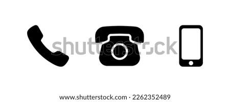 Contact us set icon. Phone, mail, handset, calls all over the planet, communication, geolocation, gps. Phone concept. Vector line icon on white background