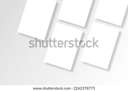 3D rendering of a set of blank business card or catalog page is isolated on clear grey background for branding identity presentation or marketing showcase mockup. 
