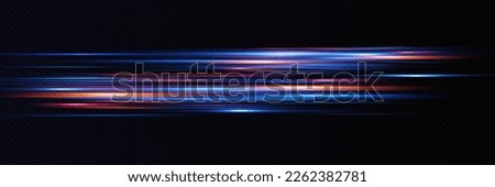 Motion light effect for banners. Blue lines. The effect of speed on a blue background. lines of light, speed and movement. Vector lens flare.