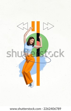 Photo cartoon comics sketch collage picture of smiling funny lady enjoying songs music player isolated drawing background Royalty-Free Stock Photo #2262406789
