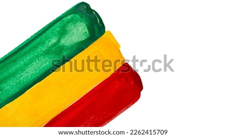 Watercolor red,orange and green stripes on white background,concept of black history month.Large banner with copy space.