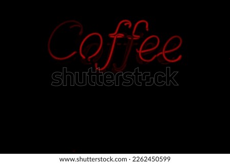Vintage Neon Coffee Sign board. isolated on black background. Emerging red Coffee neon billboard. night scene. 