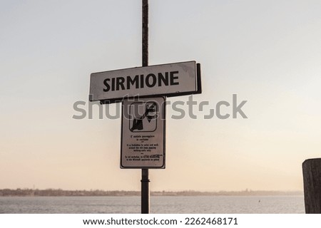 Sirmione sign detail at sunset