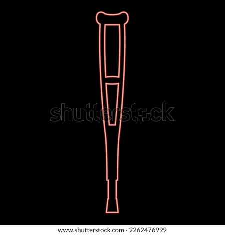 Neon crutch red color vector illustration image flat style light