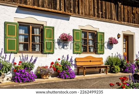 typical old wooden bench - parkbench - photo Royalty-Free Stock Photo #2262499235