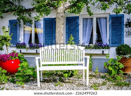 typical old wooden bench - parkbench - photo Royalty-Free Stock Photo #2262499263