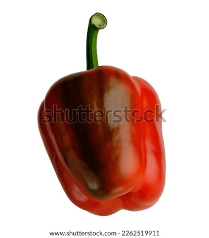 red pepper with a greenish spot on the white background Royalty-Free Stock Photo #2262519911