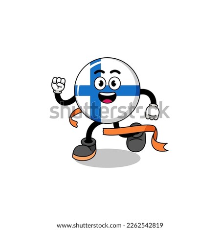 Mascot cartoon of finland running on finish line , character design