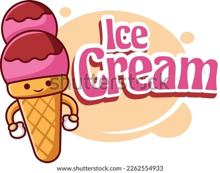 vector cute ice cream cartoon vector icon illustration food object icon concept isolated