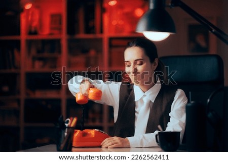 
Unhappy Businesswoman Hanging up Retro Telephone Ending Phone call. Angry frustrated office worked using old fashioned telecommunication system
 Royalty-Free Stock Photo #2262562411