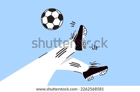 flat illustration of playing football sport. bicycle kick ball