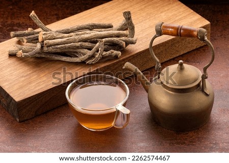 Organic valerian medicinal tea - Valeriana officinalis Royalty-Free Stock Photo #2262574467