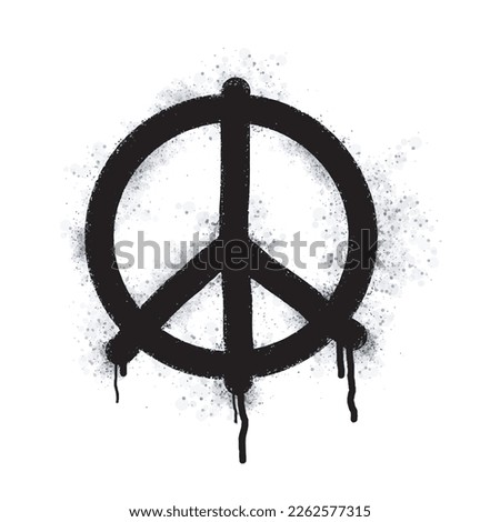 Spray paint graffiti peace symbol in black on white. Sprayed drops of Peace symbol logo. isolated on white background. vector illustration

