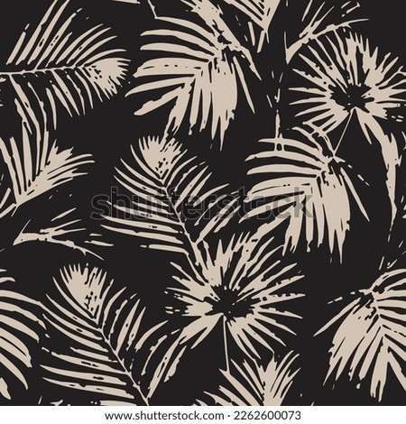SEAMLESS GRUNGE DISTRESSED HAND PAINTED FERN PALM FLORAL PATTERN SWATCH