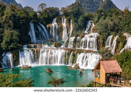 Detian Waterfall is located in Detian Village, Shuolong Town, Daxin County, Chongzuo City, Guangxi Zhuang Autonomous Region Royalty-Free Stock Photo #2262602343