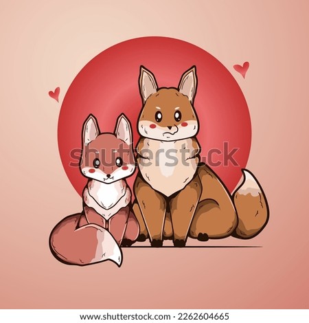 Cute Love Couple Dog Shiba Inu Illustration Character Design Vector