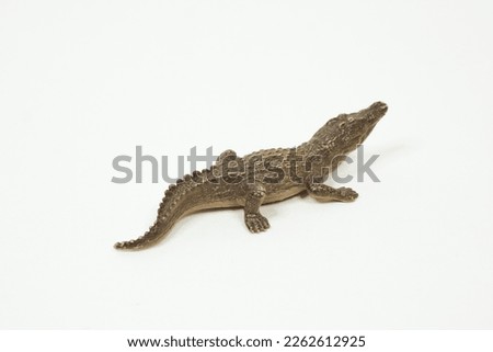 Plastic animals toys isolated in front of white background