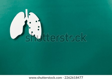 World tuberculosis day. Lungs paper cutting decorative symbol on green background, copy space, concept of world TB day, no tobacco, banner background, respiratory, lung cancer awareness, 24 March