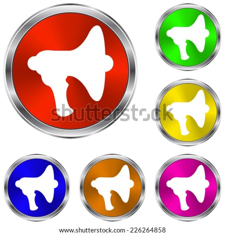 Megaphone, loudspeaker  icon - vector glossy colourful buttons