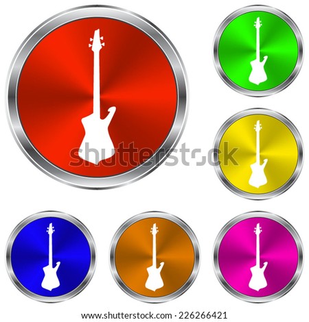 Guitar icon - vector glossy colourful buttons