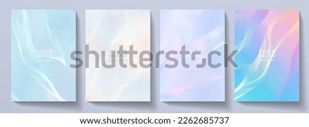 Contemporary technology cover design set. Luxury background with multi colored line pattern (guilloche curves). Premium pastel vector tech backdrop for business template, digital formal certificate Royalty-Free Stock Photo #2262685737