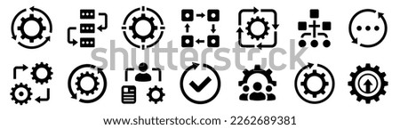 Workflow icon set. Business process icon set. Flat style. Process organization business concept. Workflow and productivity symbol. Vector illustration Royalty-Free Stock Photo #2262689381