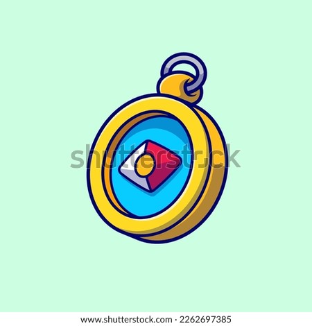 Compass Floating Cartoon Vector Icon Illustration. Travelling Object Icon Concept Isolated Premium Vector. Flat Cartoon Style
