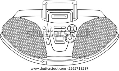 Tape recorder linear icon. Retro boom box.  Old Retro Media Music and Radio Player. Vintage boombox.